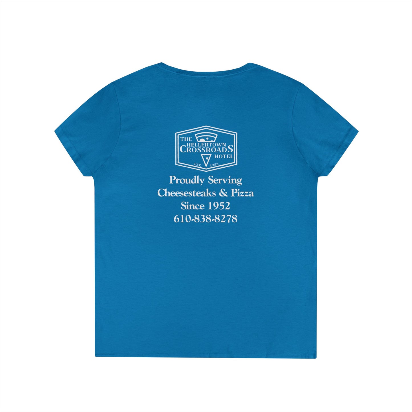 Ladies' V-Neck T-Shirt - Hellertown Crossroads Hotel Design