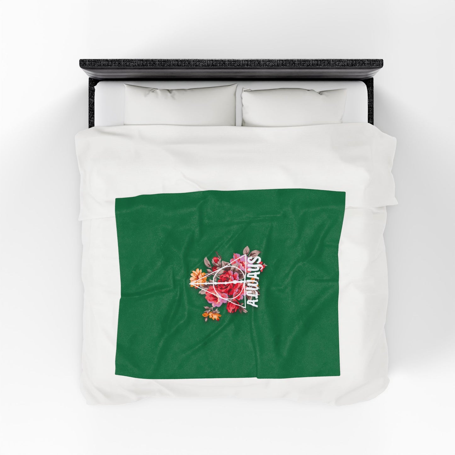 Slytherin 'Always' Floral Design Velveteen Plush Blanket