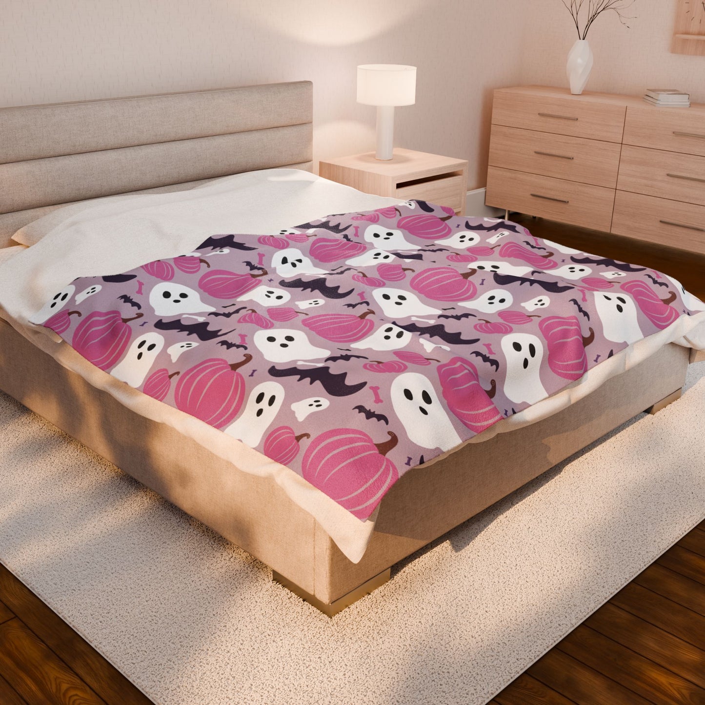 Halloween Ghost & Pumpkin Plush Blanket