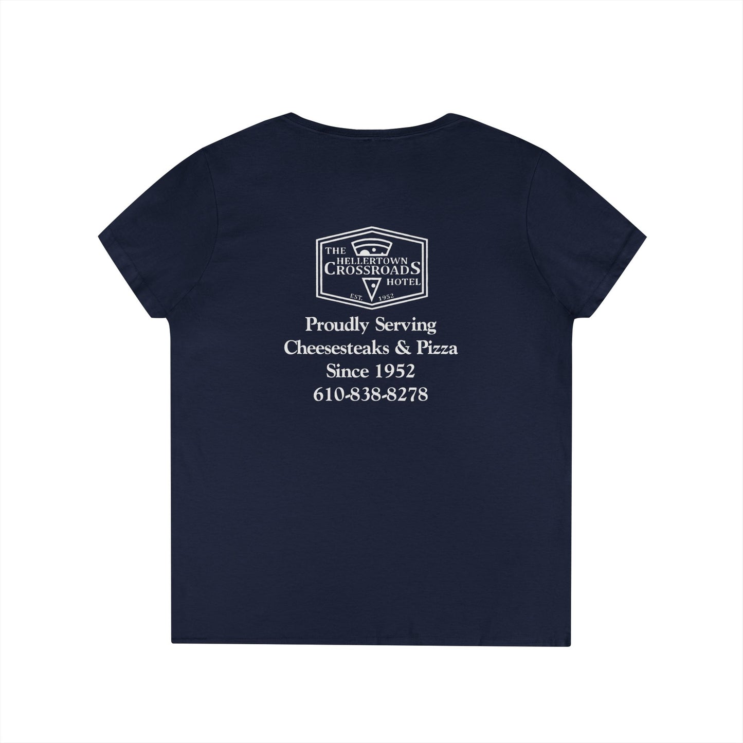 Ladies' V-Neck T-Shirt - Hellertown Crossroads Design