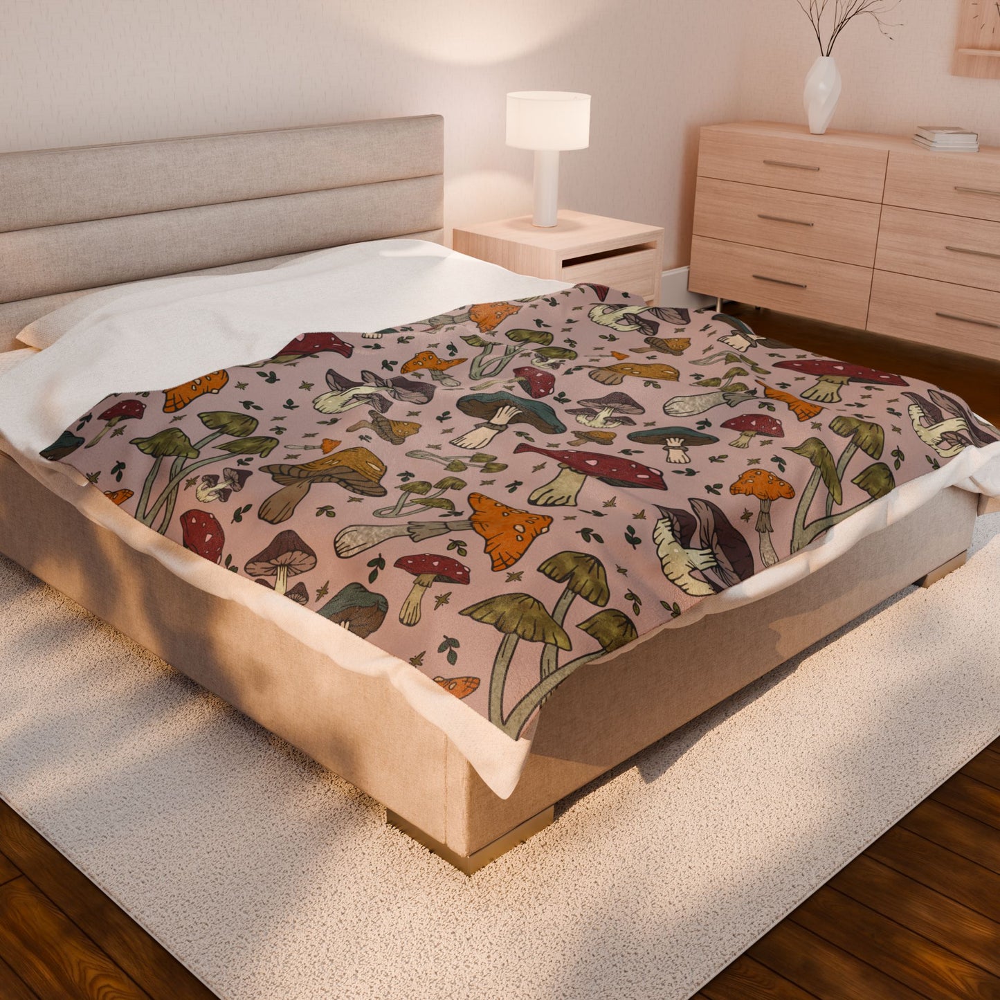 Mushroom Pattern Velveteen Plush Blanket