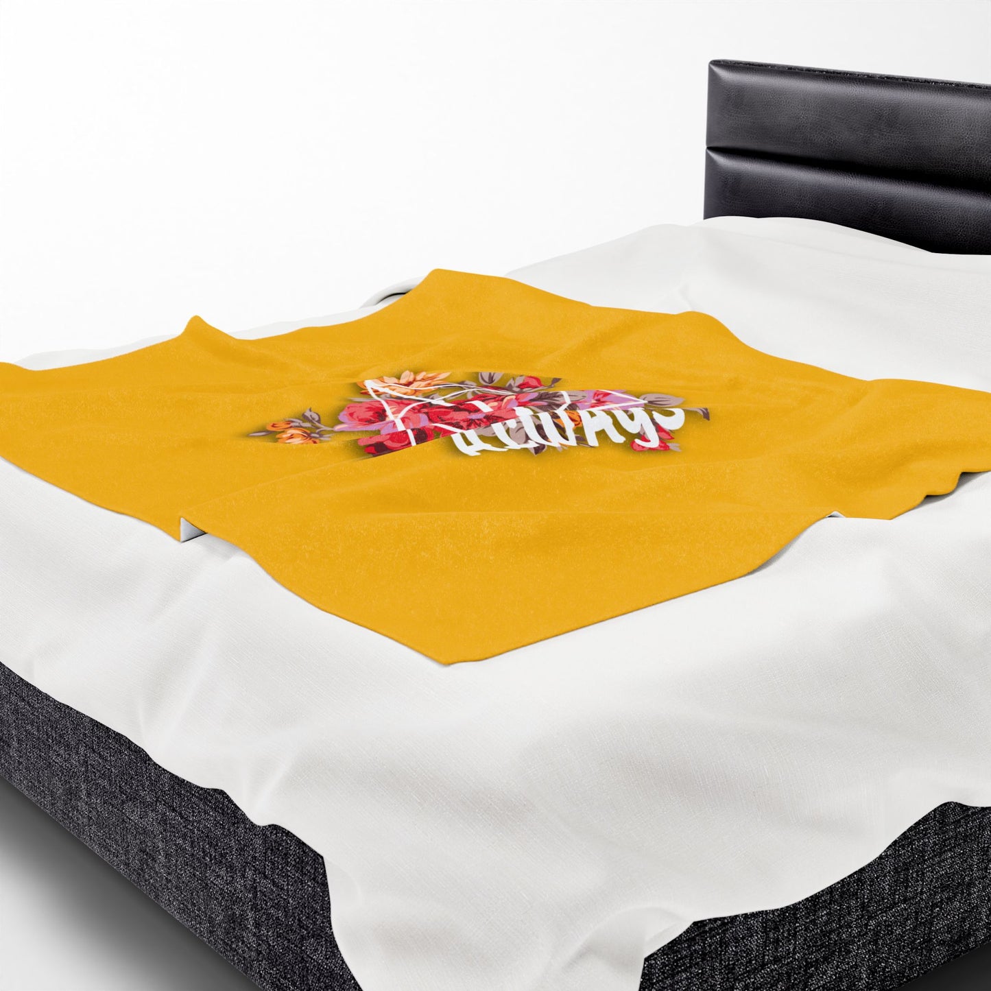 Hufflepuff 'Always' Floral Design - Velveteen Plush Blanket