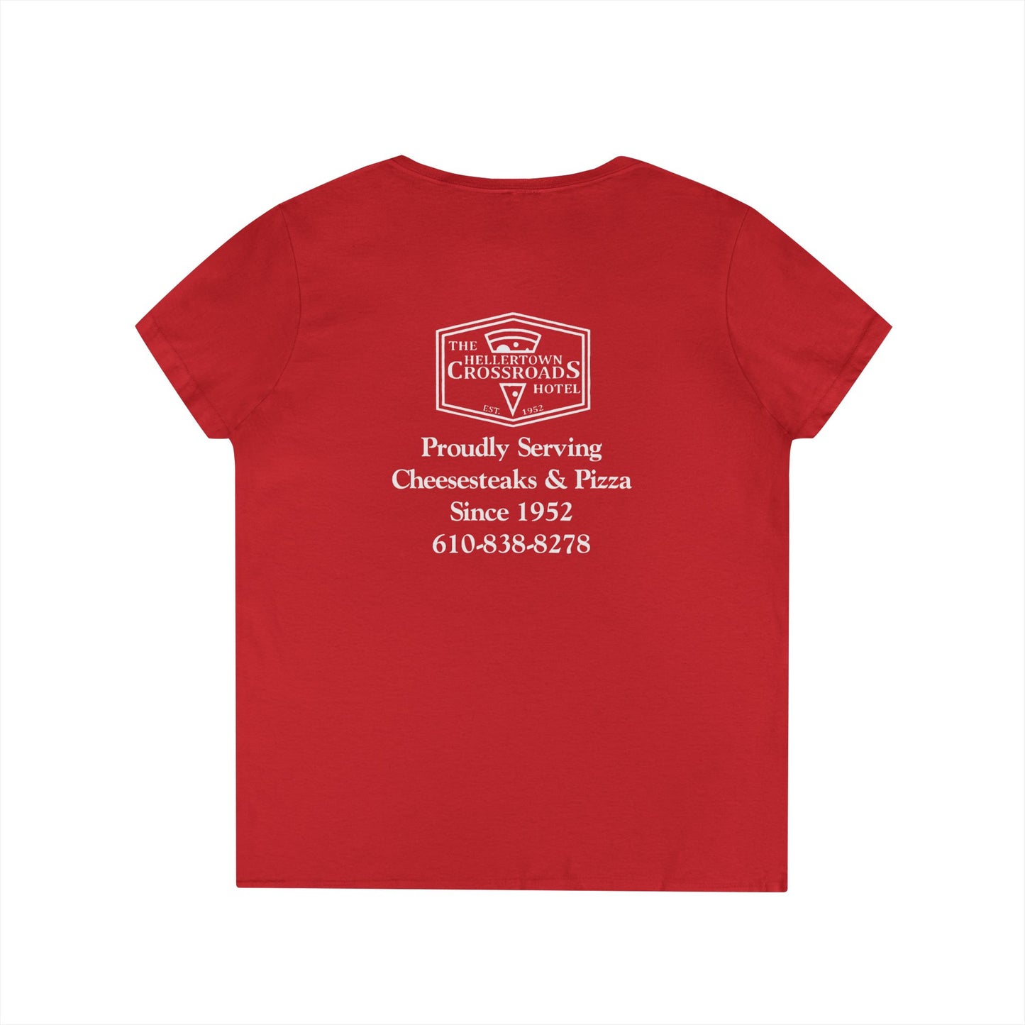 Ladies' V-Neck T-Shirt - Hellertown Crossroads Design