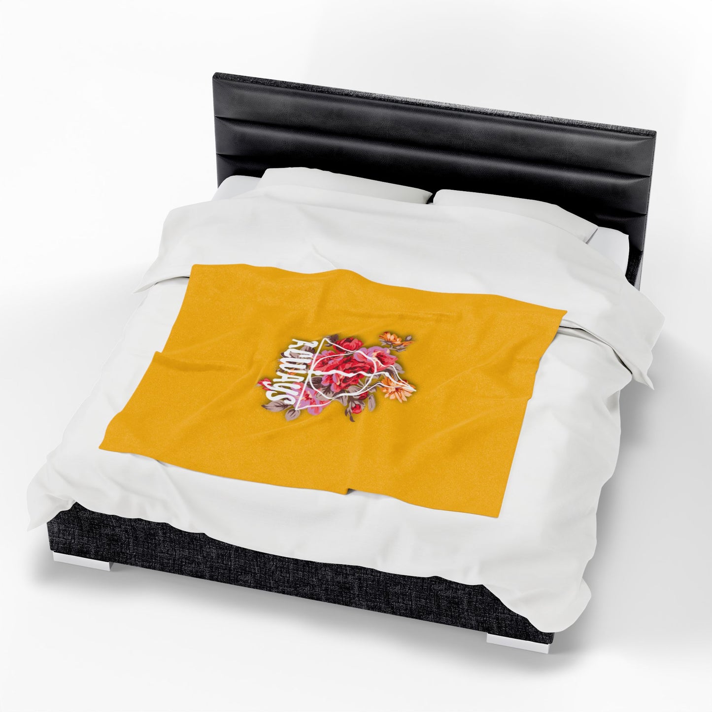 Hufflepuff 'Always' Floral Design - Velveteen Plush Blanket