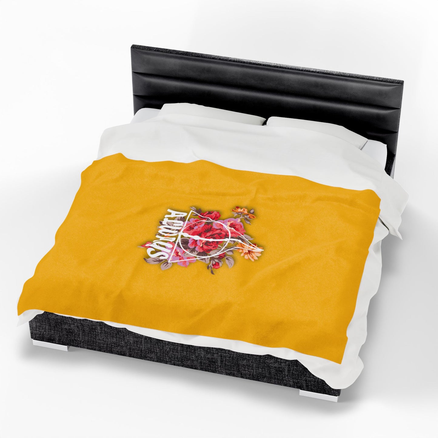 Hufflepuff 'Always' Floral Design - Velveteen Plush Blanket