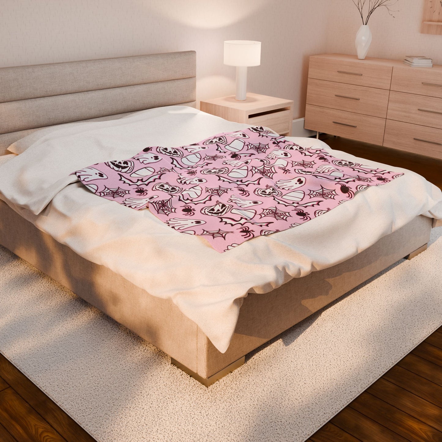 Halloween Ghost Plush Blanket, Cozy Throw, Spooky Blanket