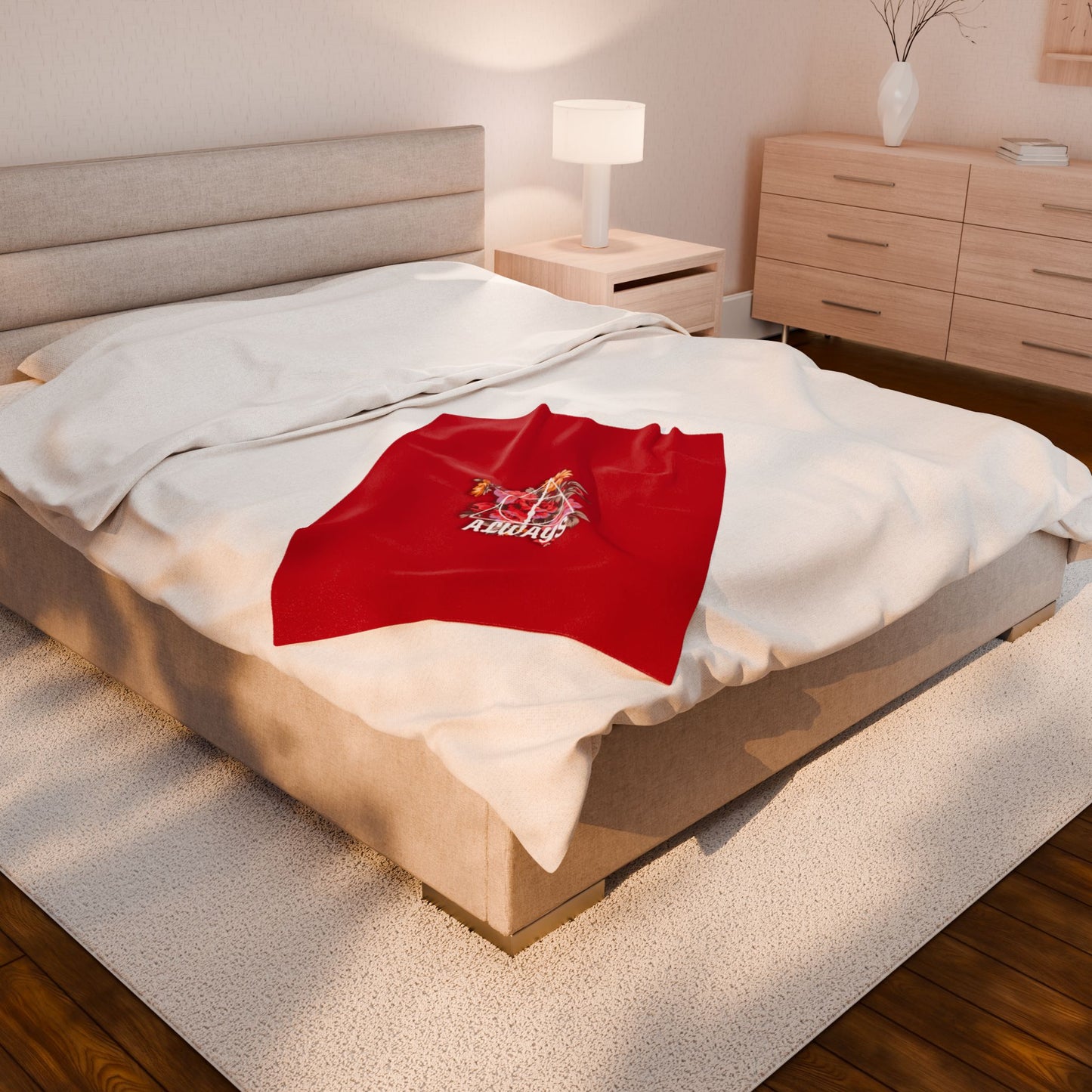 Gryffindor Floral 'Always' Design - Cozy Velveteen Plush Blanket