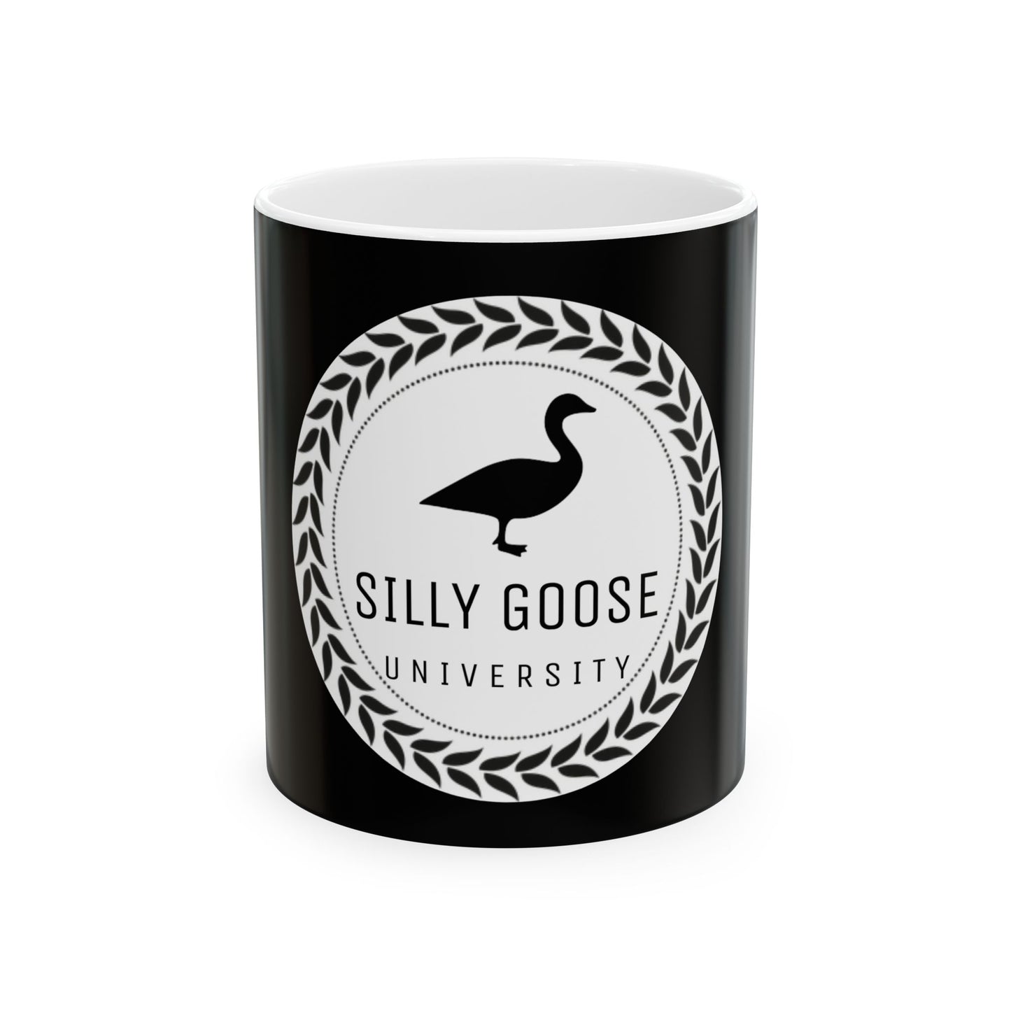 Silly Goose University Black Ceramic Mug 11oz