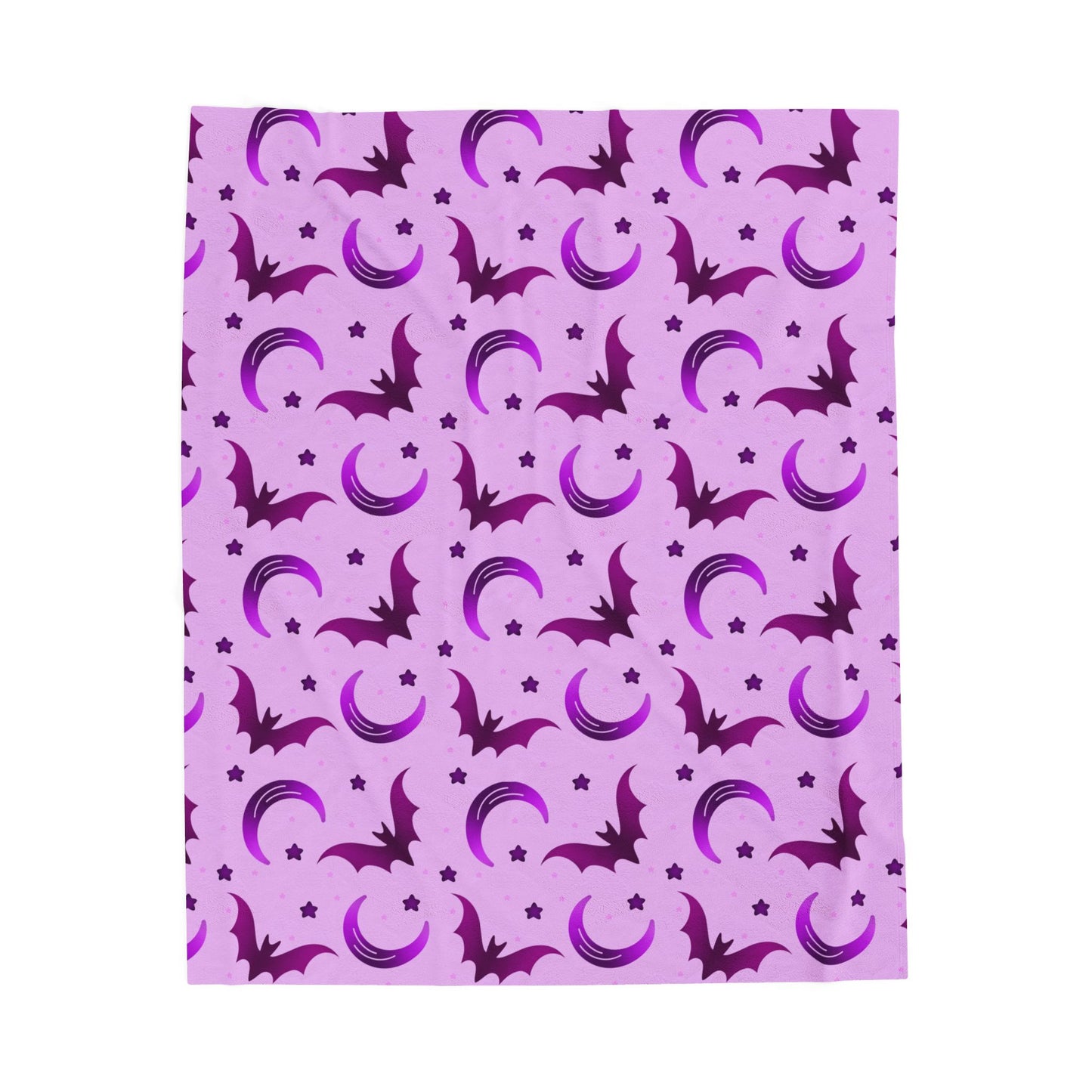 Purple Bat & Moon Velveteen Plush Blanket