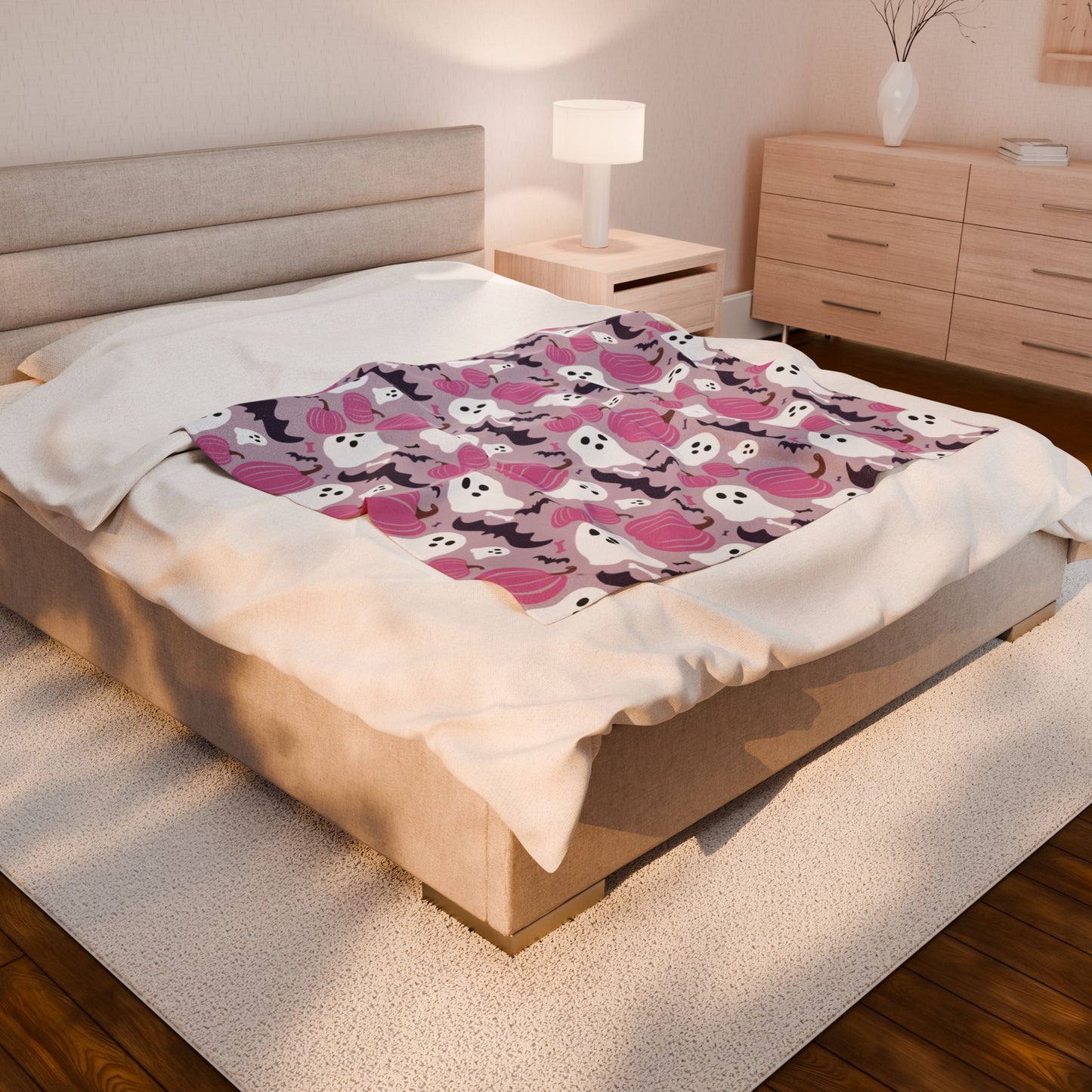 Halloween Ghost & Pumpkin Plush Blanket