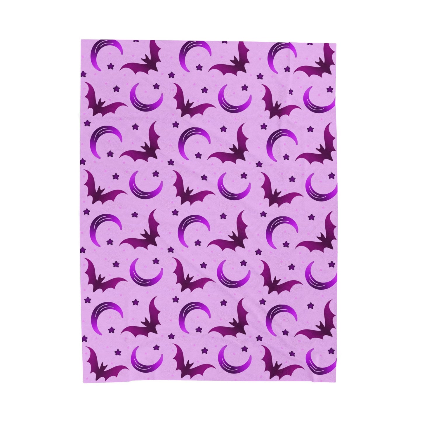 Purple Bat & Moon Velveteen Plush Blanket