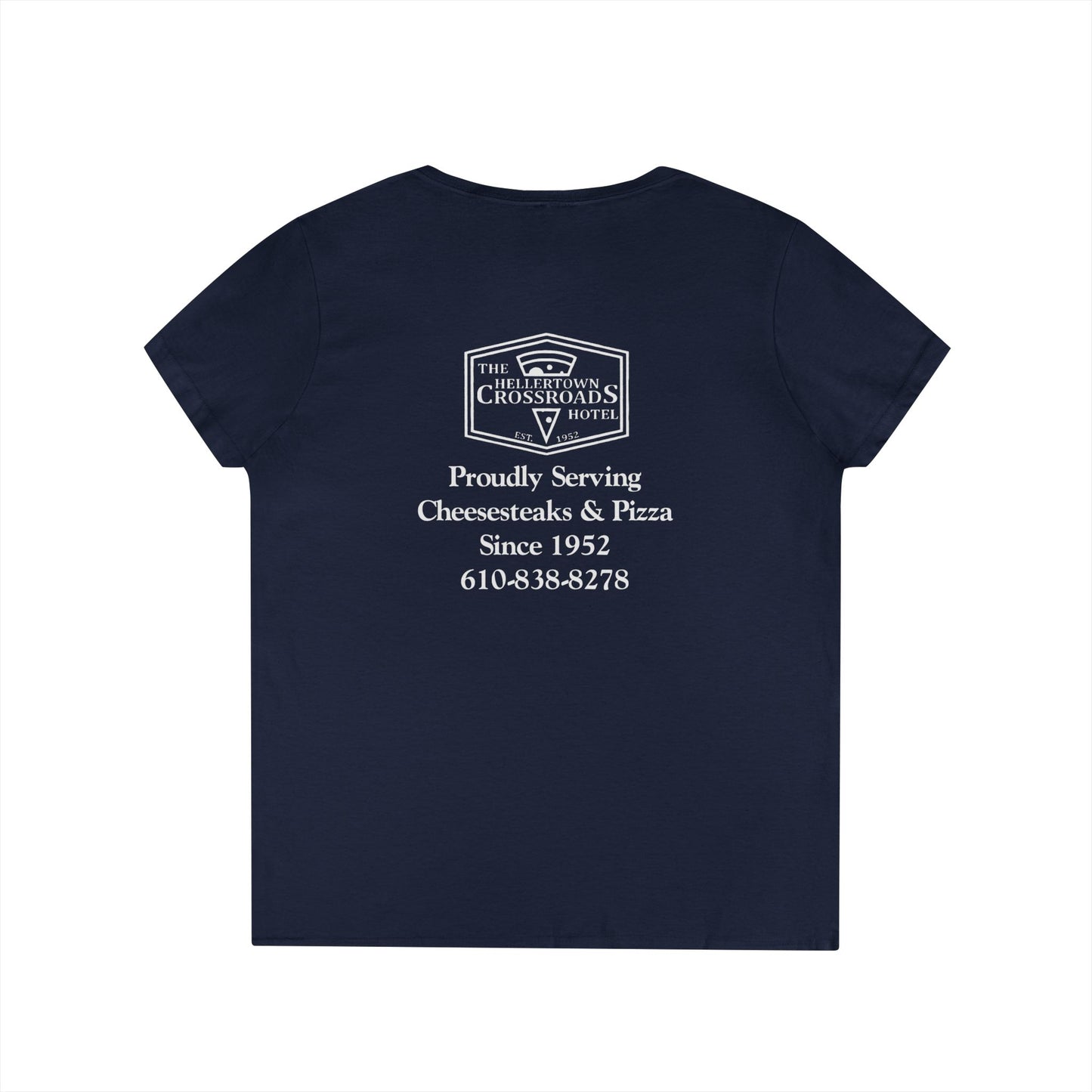 Ladies' V-Neck T-Shirt - Hellertown Crossroads Hotel Design