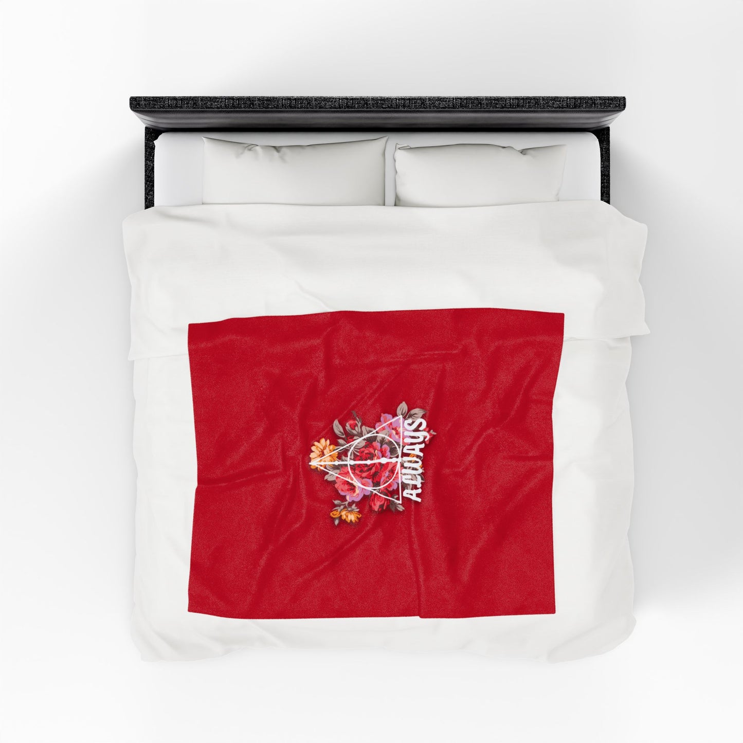 Gryffindor Floral 'Always' Design - Cozy Velveteen Plush Blanket