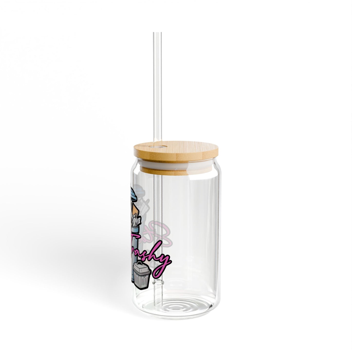 Stay Trashy Sipper Glass - 16oz Reusable Drinking Cup with Straw