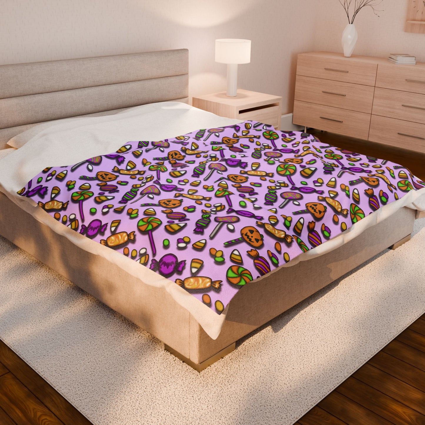 Halloween Candy Velveteen Plush Blanket