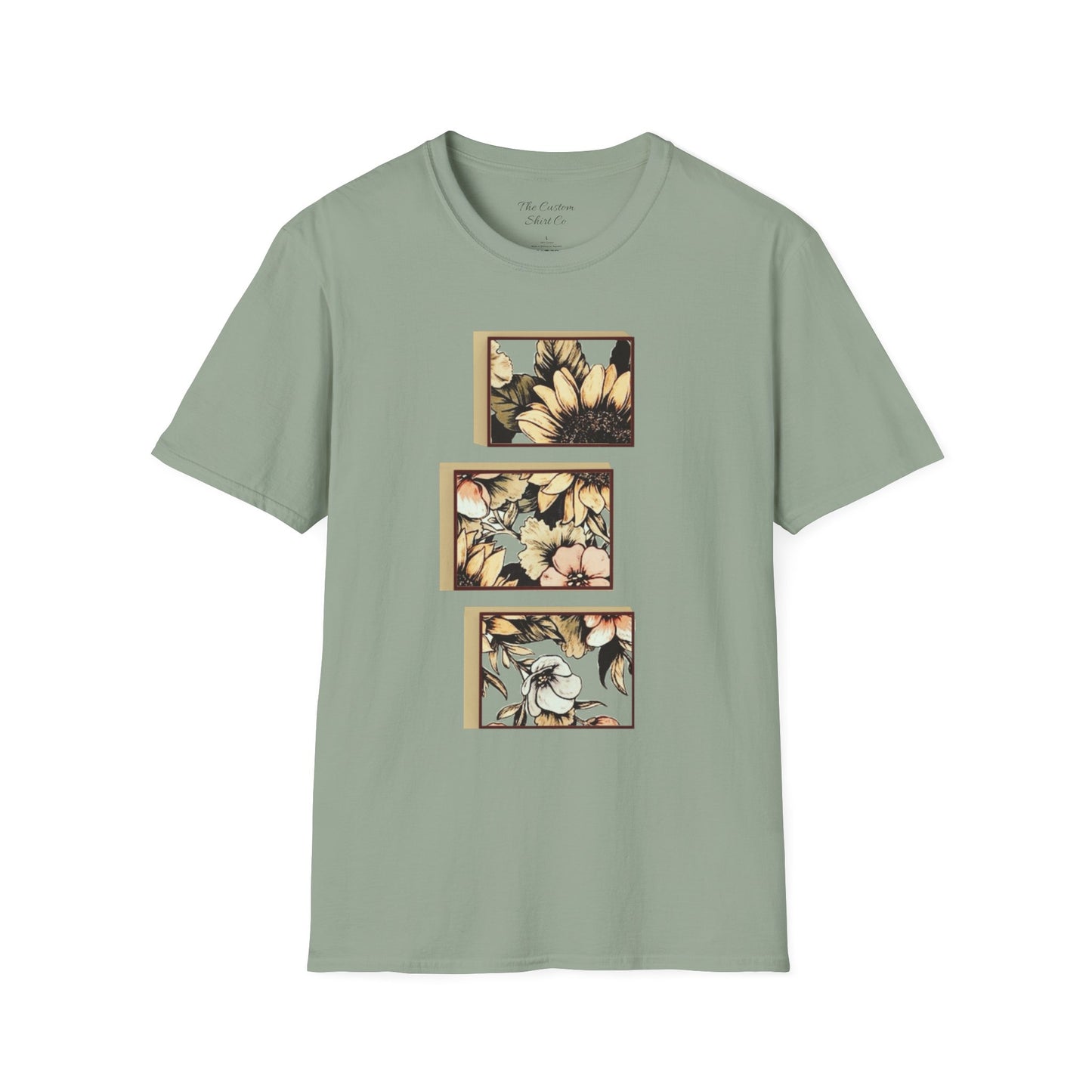 custom vintage flower shirt green forest dark