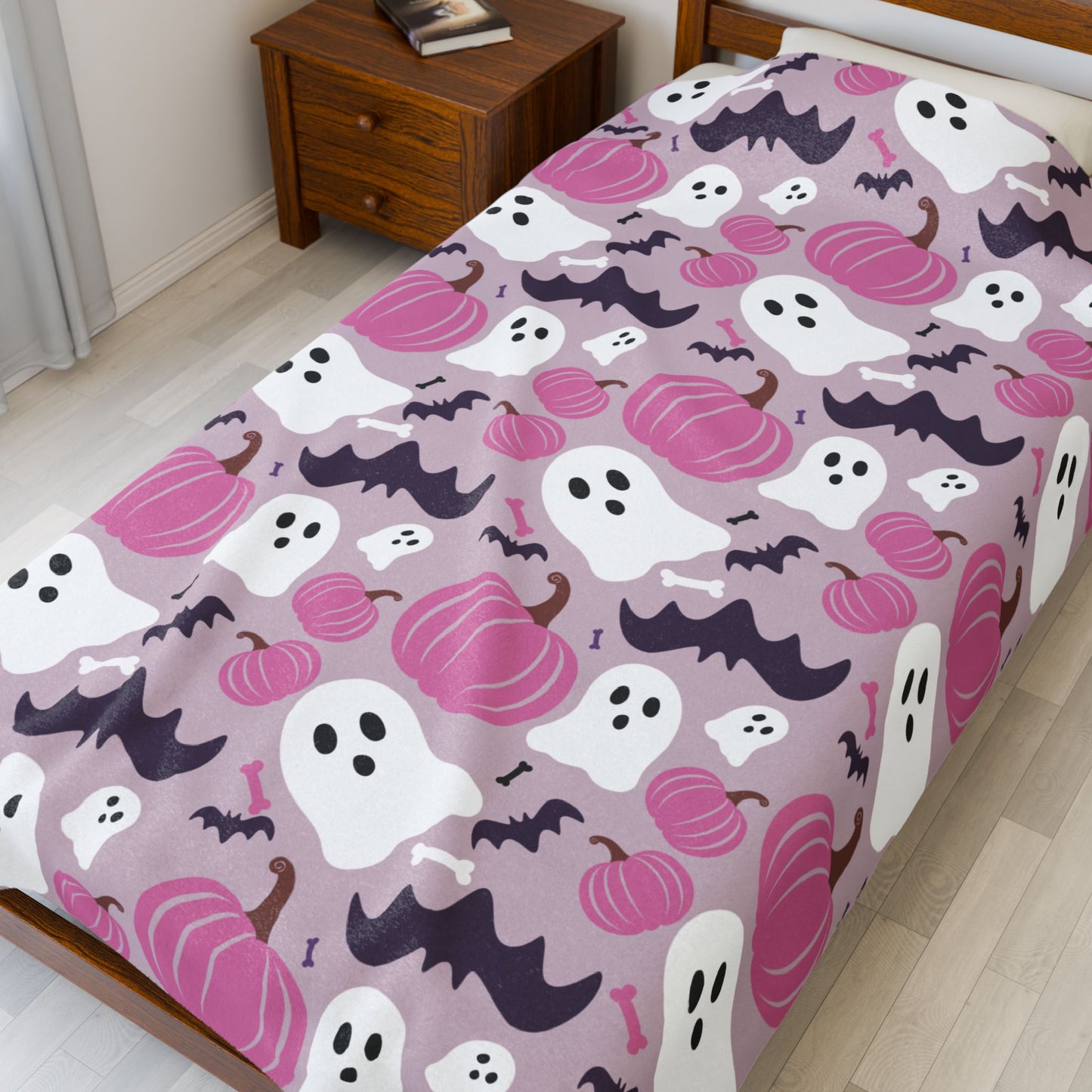 Halloween Ghost & Pumpkin Plush Blanket