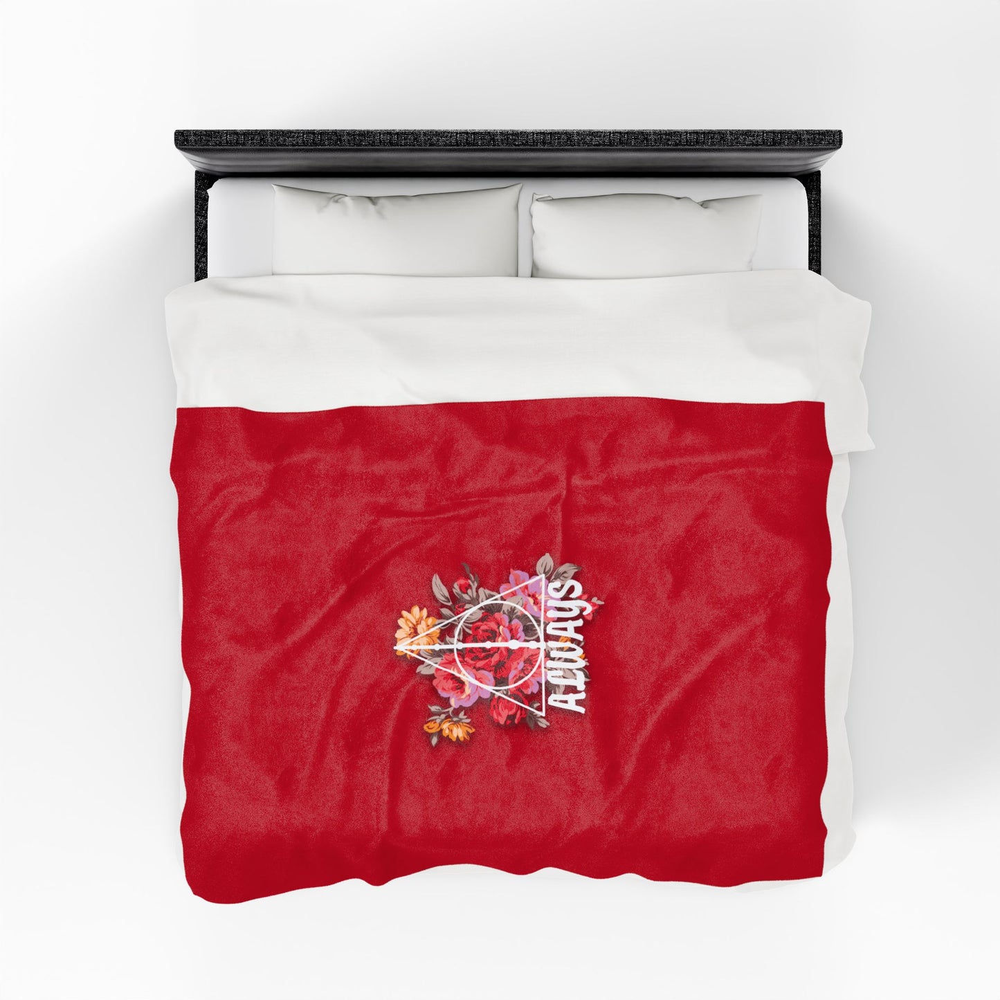 Gryffindor Floral 'Always' Design - Cozy Velveteen Plush Blanket