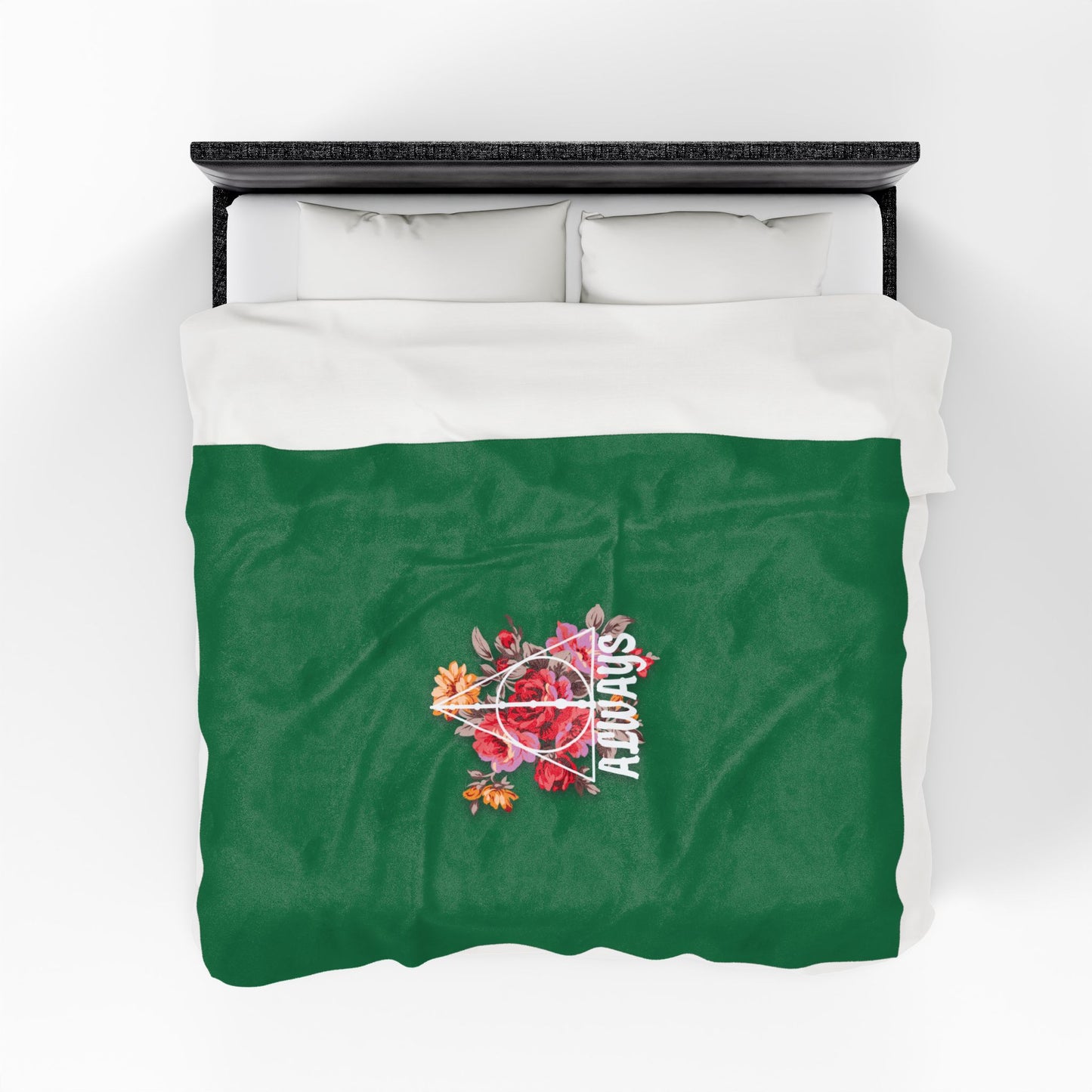 Slytherin 'Always' Floral Design Velveteen Plush Blanket