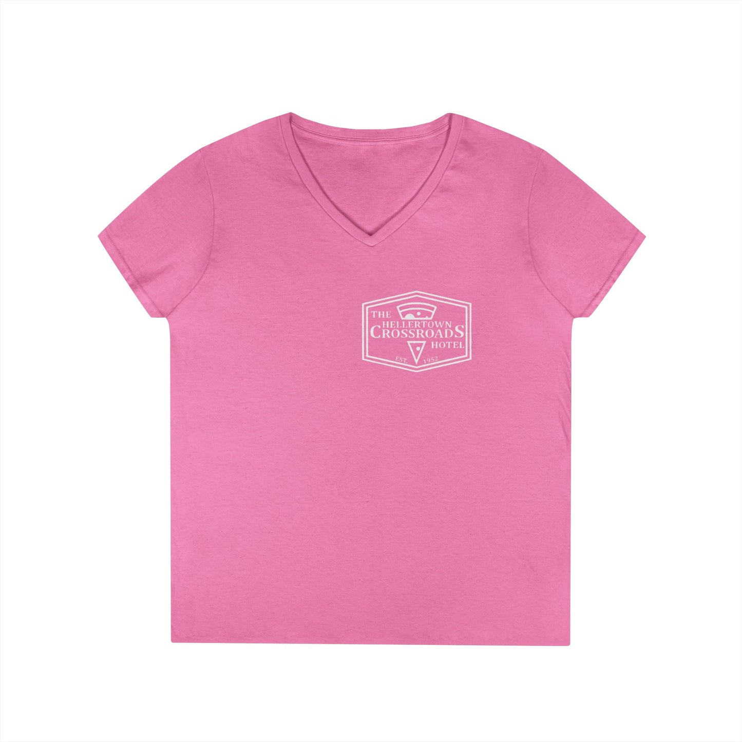 Ladies' V-Neck T-Shirt - Hellertown Crossroads Hotel Design