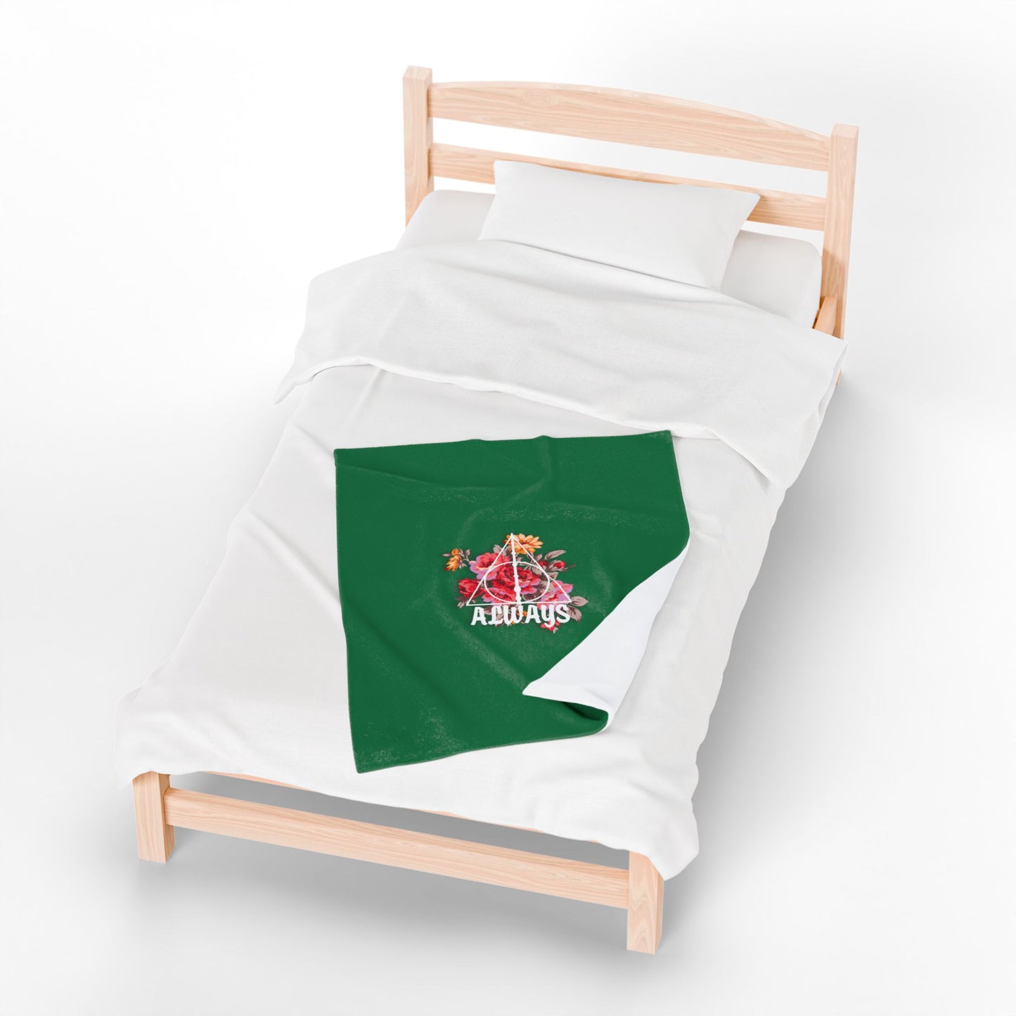 Slytherin 'Always' Floral Design Velveteen Plush Blanket