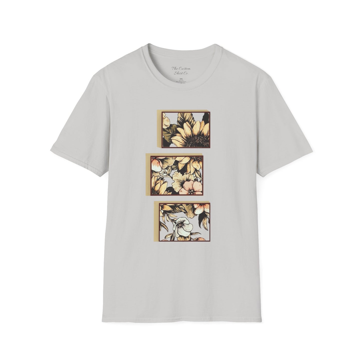 custom vintage flower shirt grey gray light white