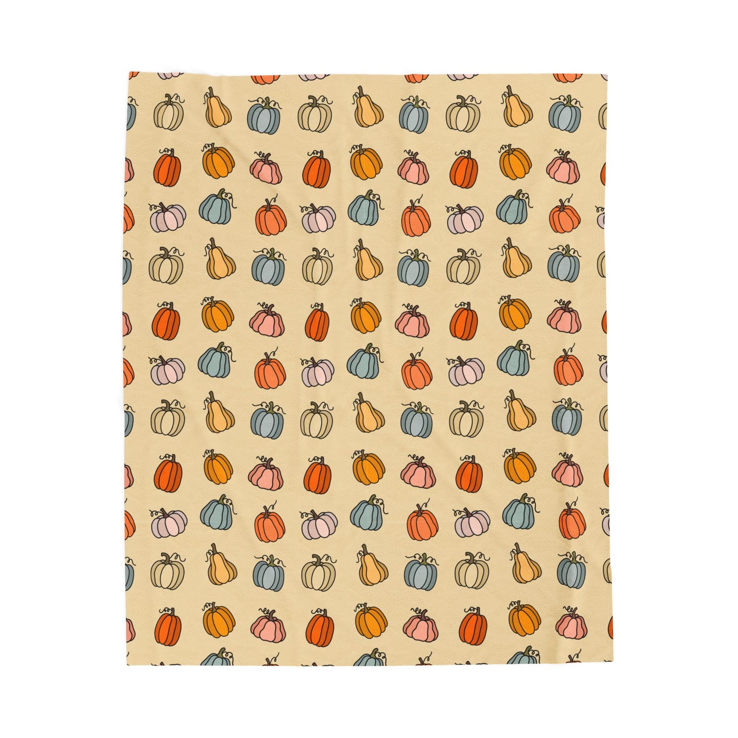 Pumpkin Patterned Velveteen Plush Blanket