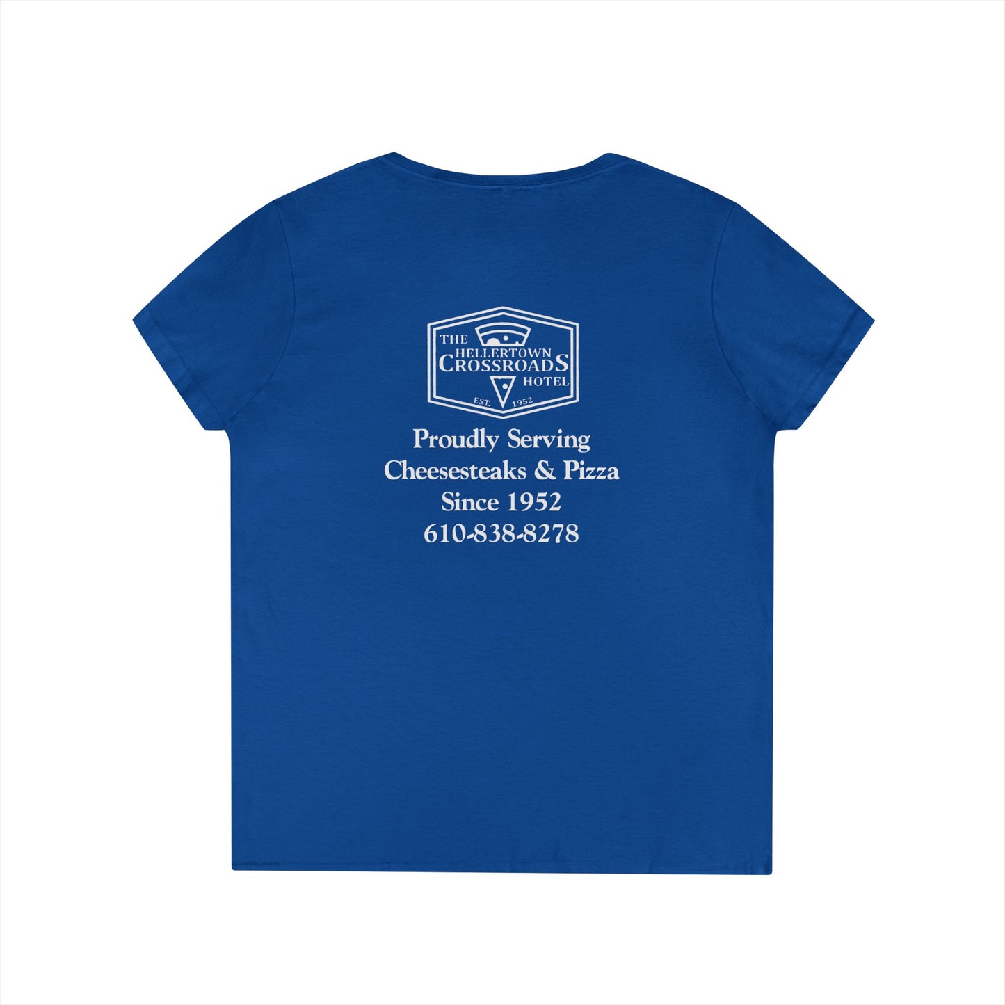 Ladies' V-Neck T-Shirt - Hellertown Crossroads Hotel Design