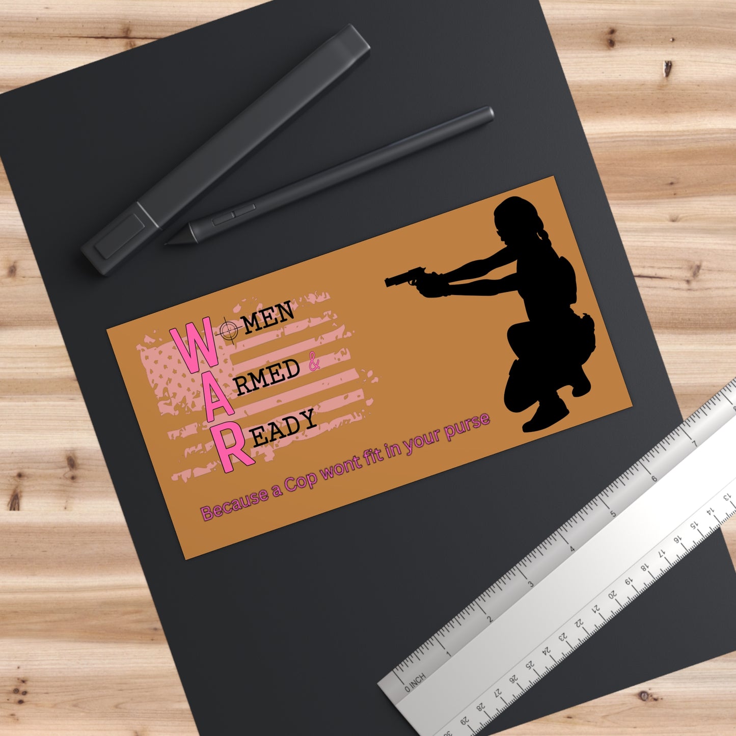 Women Armed & Ready Light Brown Official Bumper Stickers