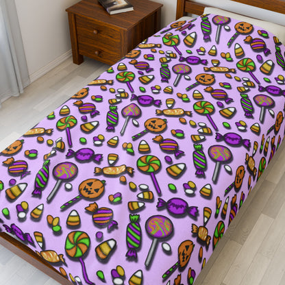 Halloween Candy Velveteen Plush Blanket