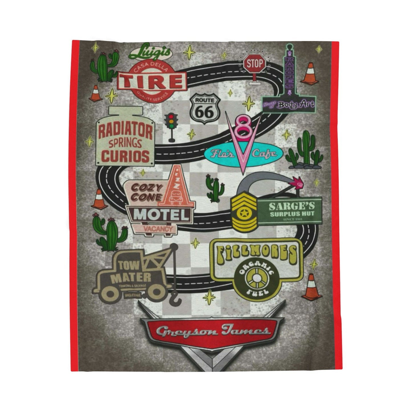 Cozy Route 66 Velveteen Plush Blanket - Retro Travel Decor, Perfect Gift for Road Trip Lovers, Camping, Home Decor, Snuggle Up!