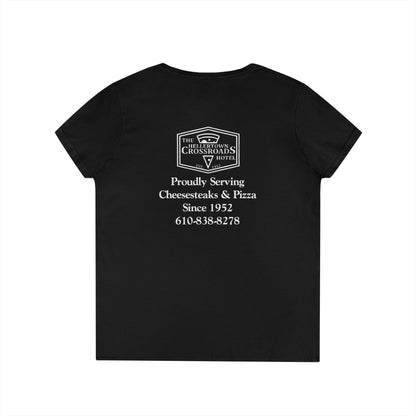 Ladies' V-Neck T-Shirt - Hellertown Crossroads Design
