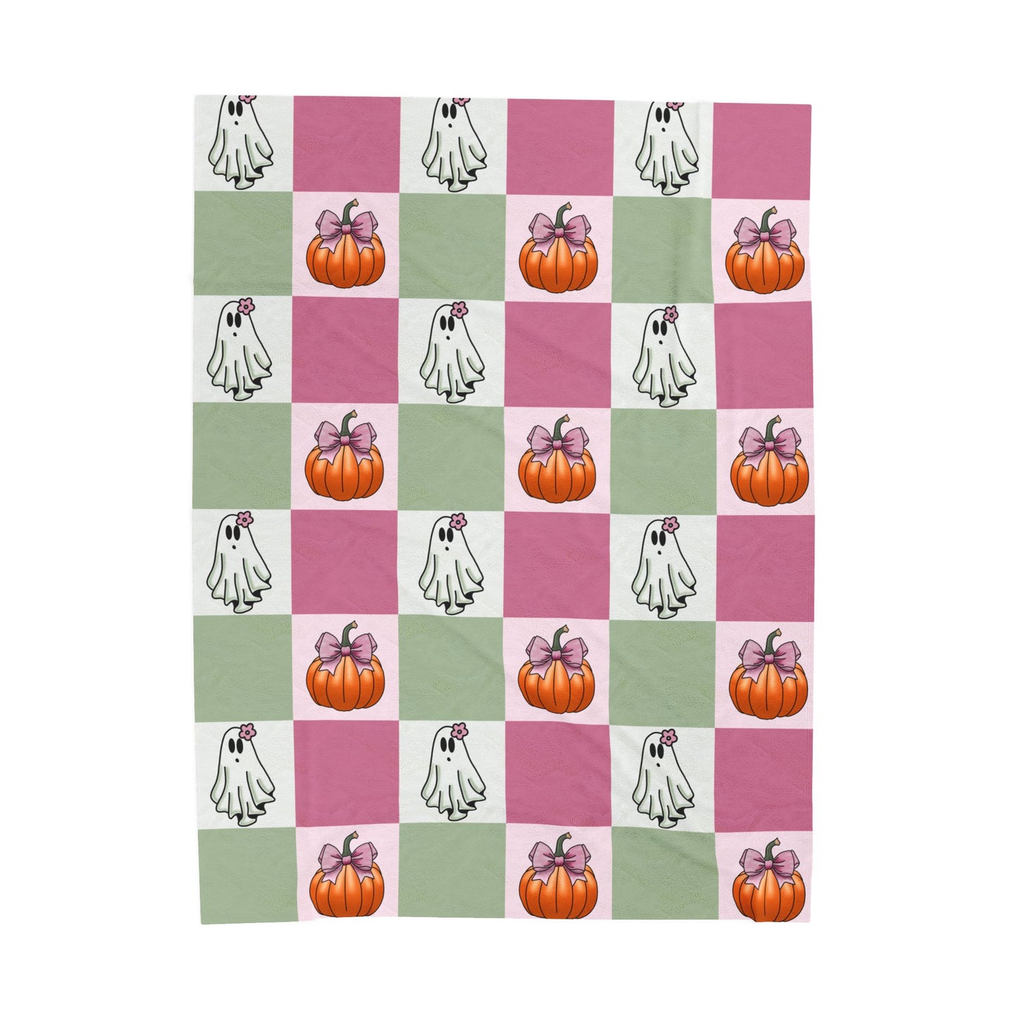 Halloween Ghost and Pumpkin Velveteen Plush Blanket