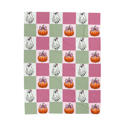 Halloween Ghost and Pumpkin Velveteen Plush Blanket