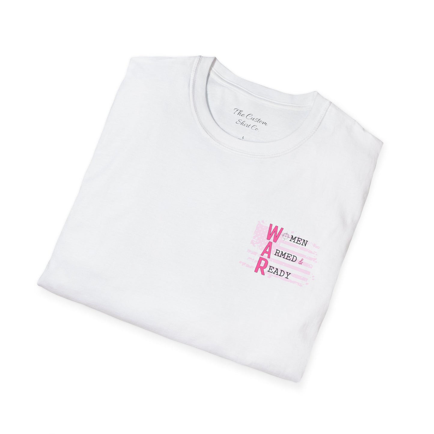 Women Armed & Ready Pink USA Flag Front Print Only T-Shirt