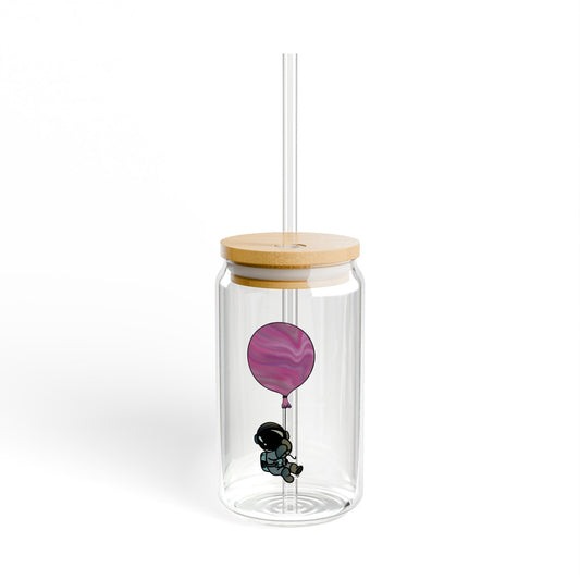 Astronaut Sipper Glass - 16oz with Bamboo Lid & Straw