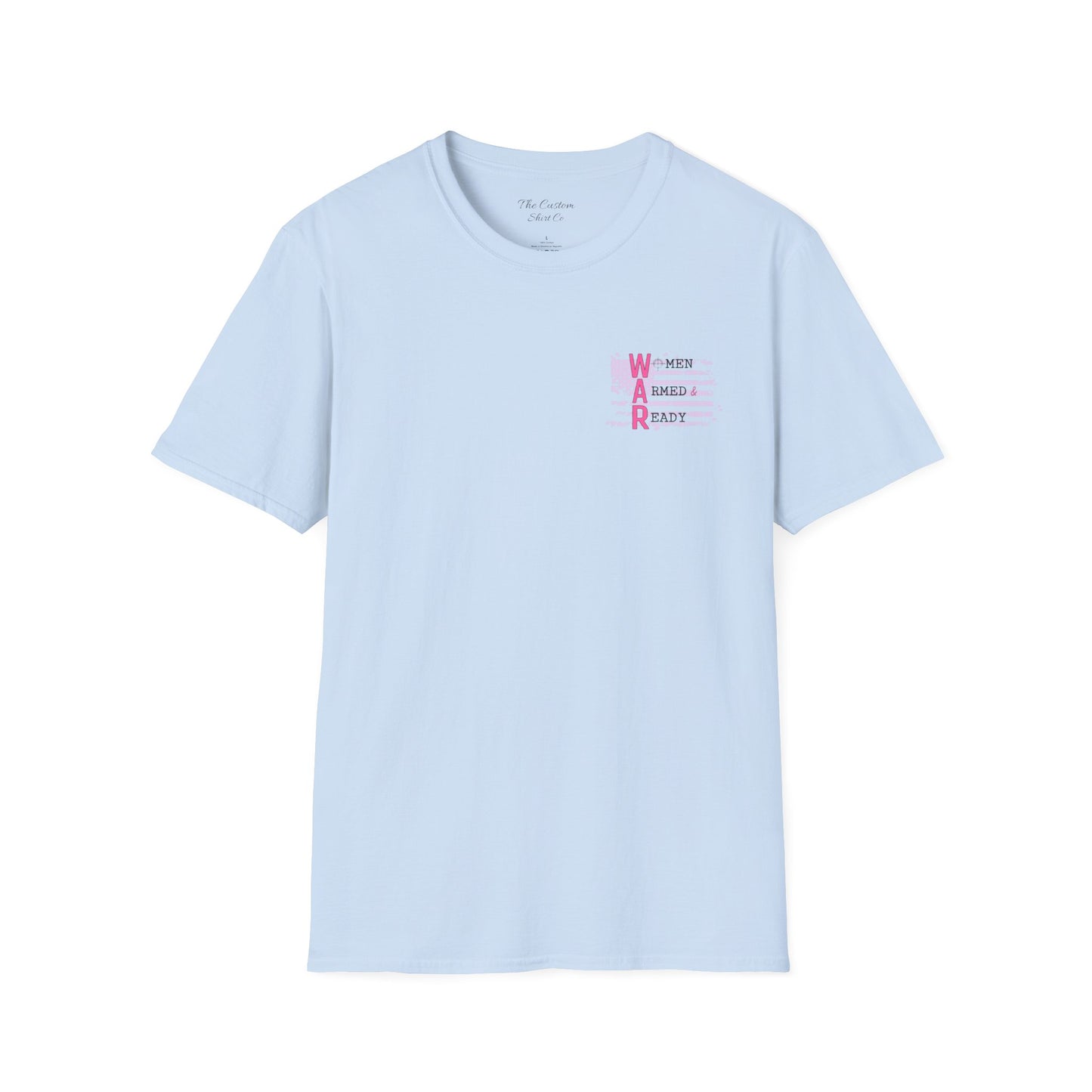 Women Armed & Ready Pink USA Flag Front Print Only T-Shirt