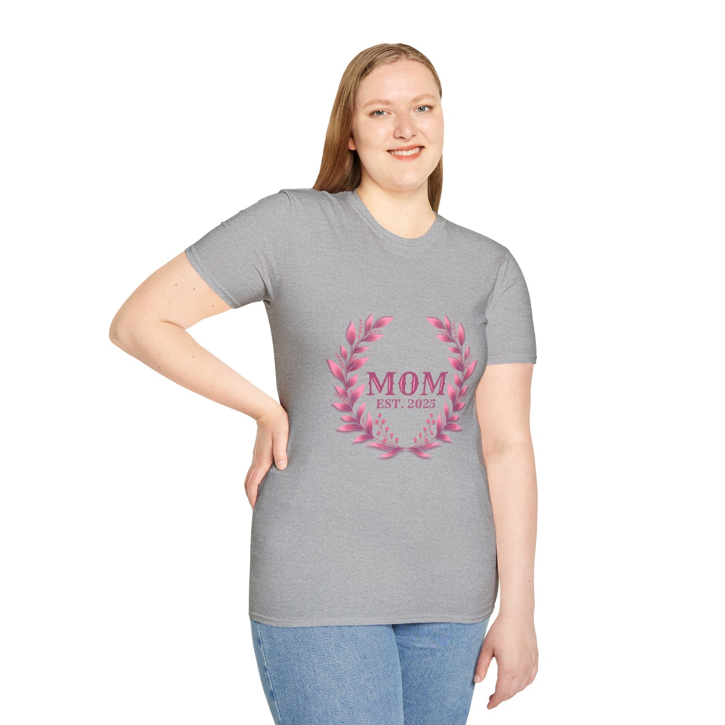 Mom Est. 2025 Floral Wreath T-Shirt