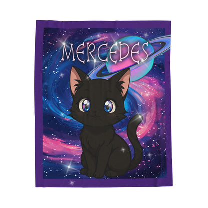 Personalized Cat-Themed Velveteen Plush Blanket