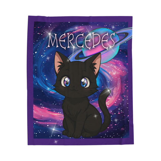 Personalized Cat-Themed Velveteen Plush Blanket