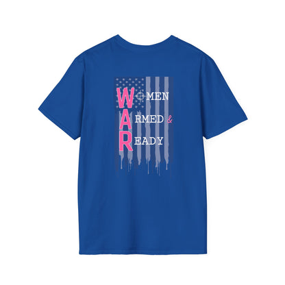 Women Armed & Ready Black USA Flag T-Shirt
