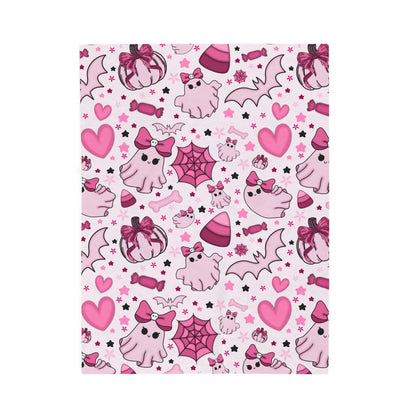 Cute Ghosts & Bats Velveteen Plush Blanket | Cozy Throw for Spooky Seasons