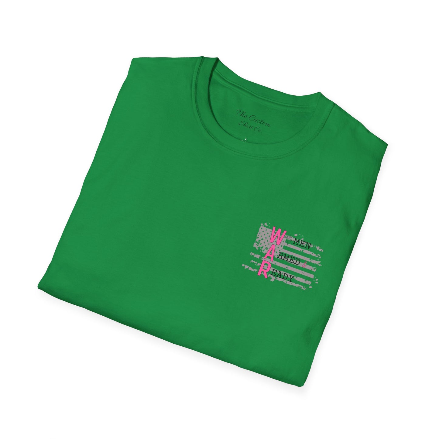 Women Armed & Ready Pink USA Flag Front Print Only T-Shirt