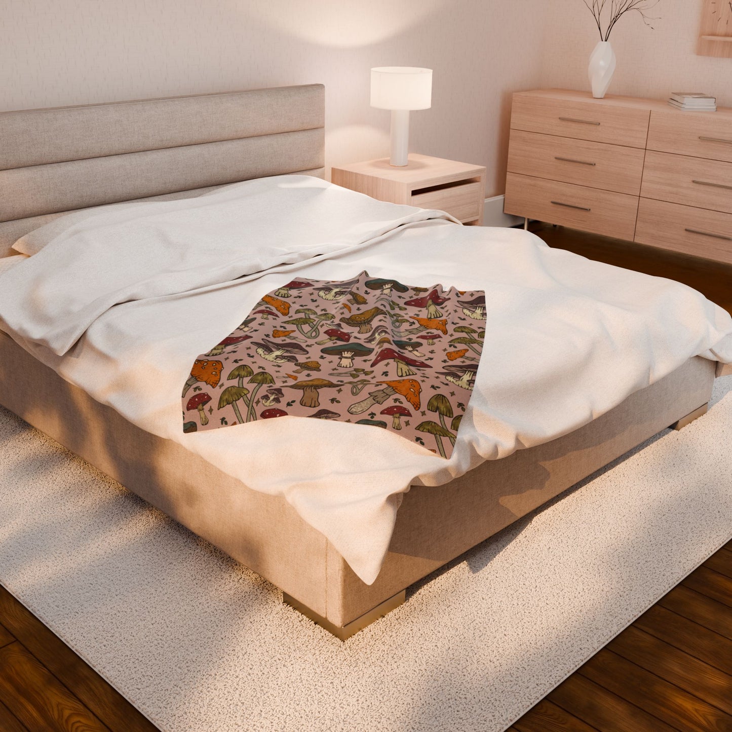 Mushroom Pattern Velveteen Plush Blanket
