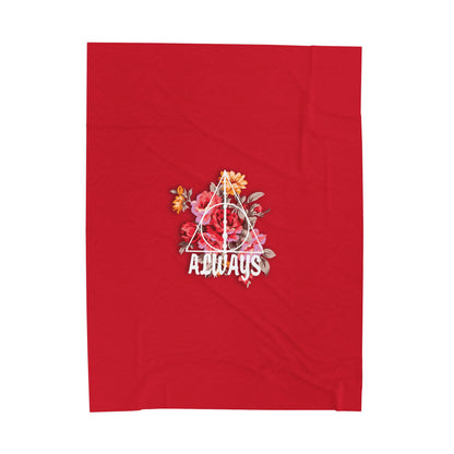 Gryffindor Floral 'Always' Design - Cozy Velveteen Plush Blanket