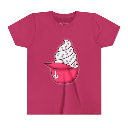 Ice Cream Hat Youth Tee — Cute Sprinkles Dessert Graphic T-Shirt