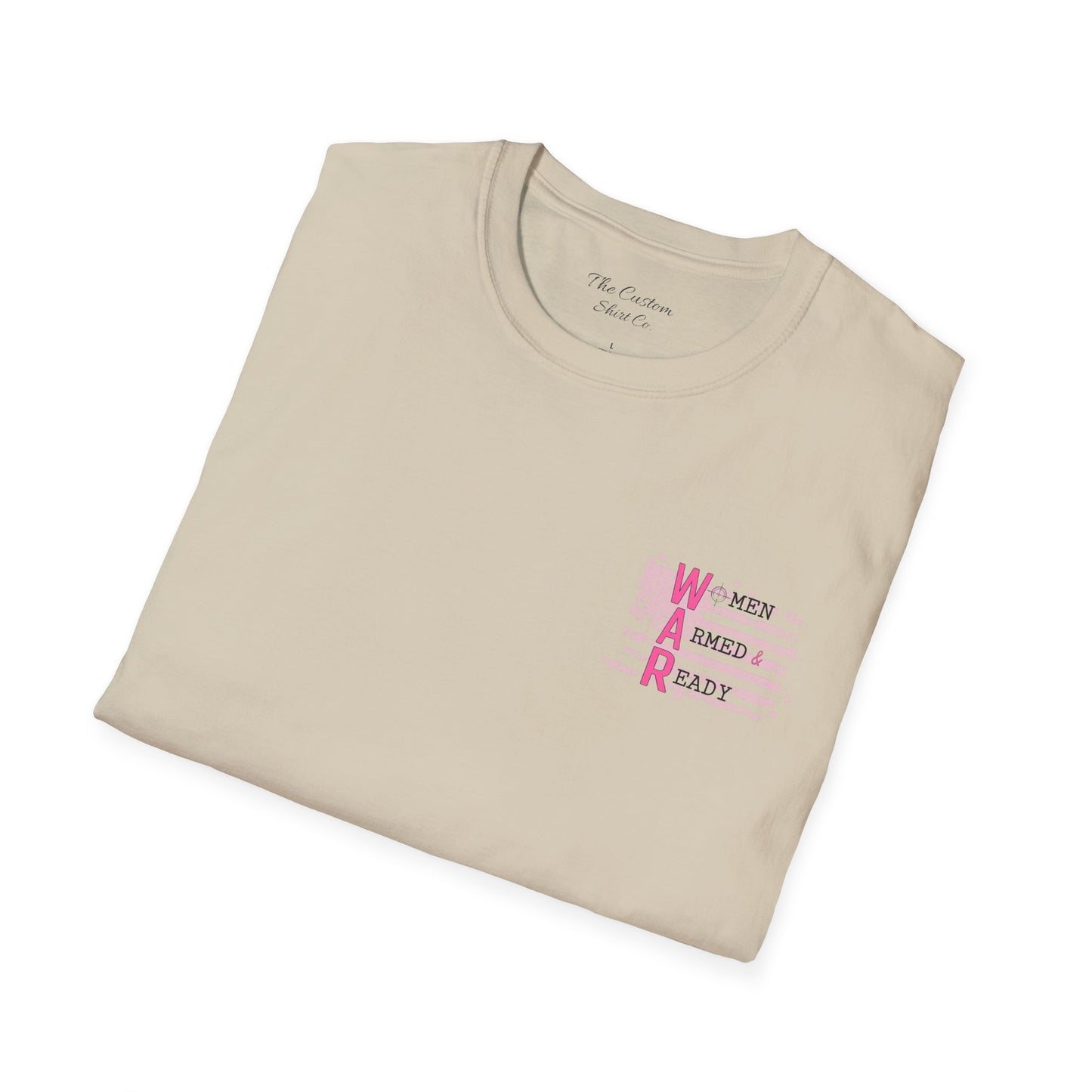 Women Armed & Ready Pink USA Flag Front Print Only T-Shirt