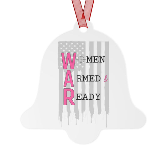 Women Armed & Ready Grey Flag Metal Ornaments