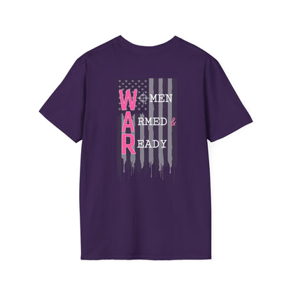 Women Armed & Ready Black USA Flag T-Shirt