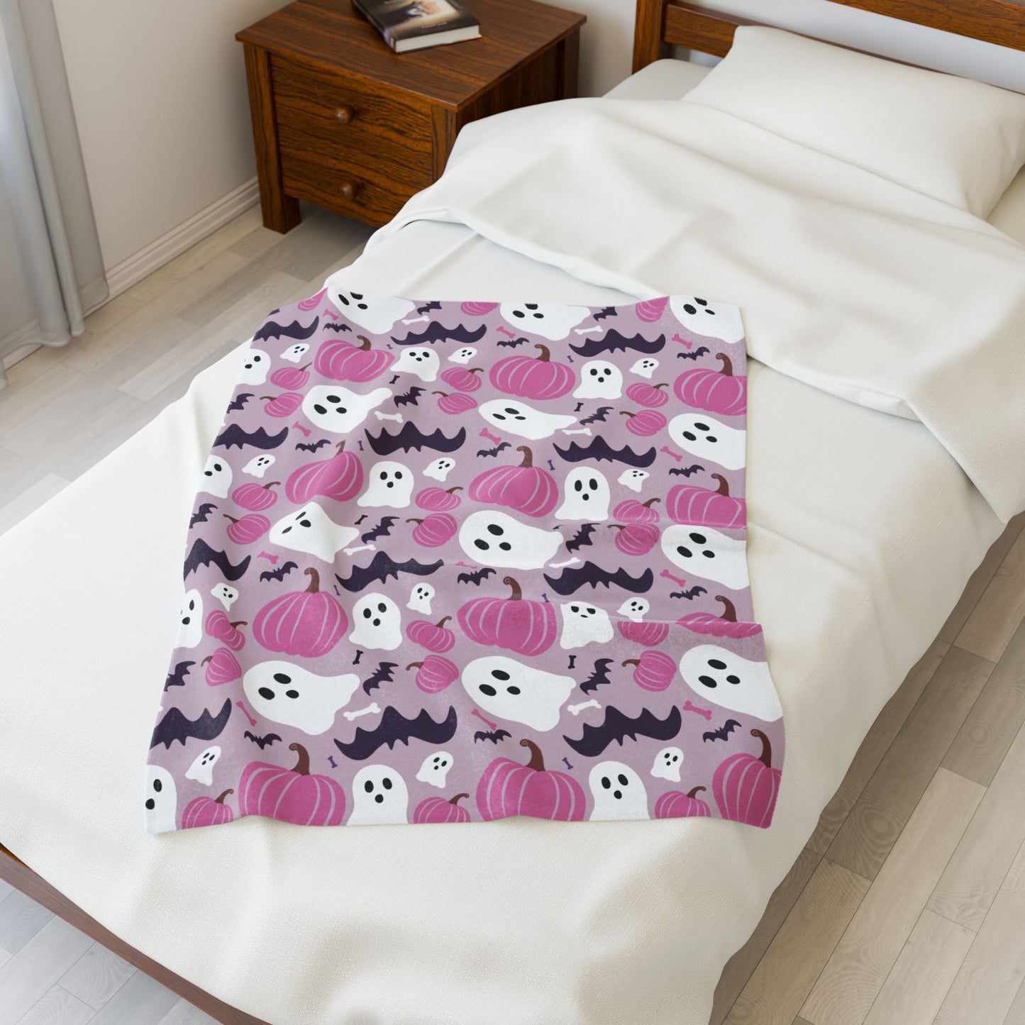 Halloween Ghost & Pumpkin Plush Blanket